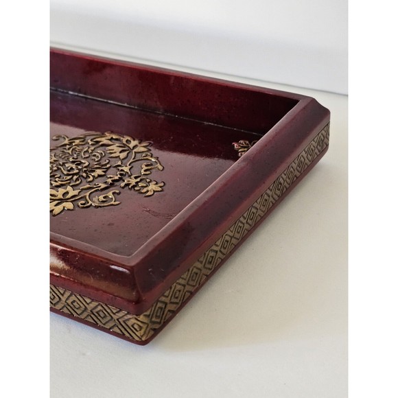 Croscill Home Imperial Bedding Coord Wood Dressing Tray Vanity Night Stand Red - Picture 5 of 16